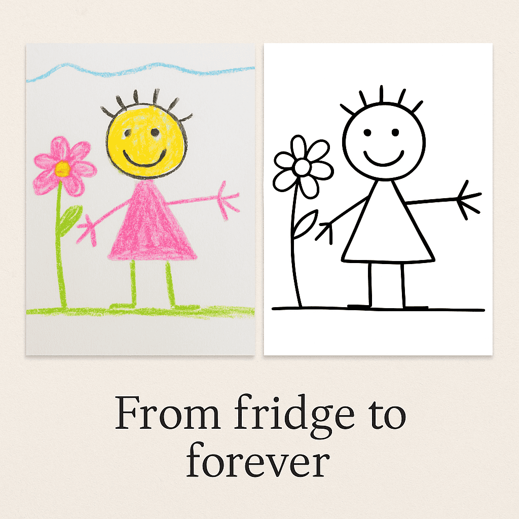 Example of child artwork turned into a colouring page